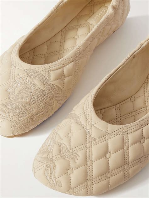 burberry ballet shoes|BURBERRY Embroidered quilted leather ballet flats .